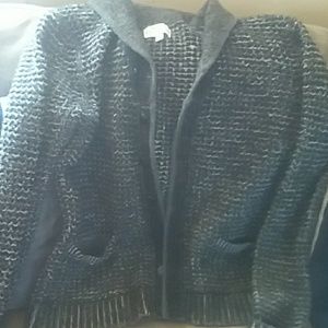 Black gray and white cardigan